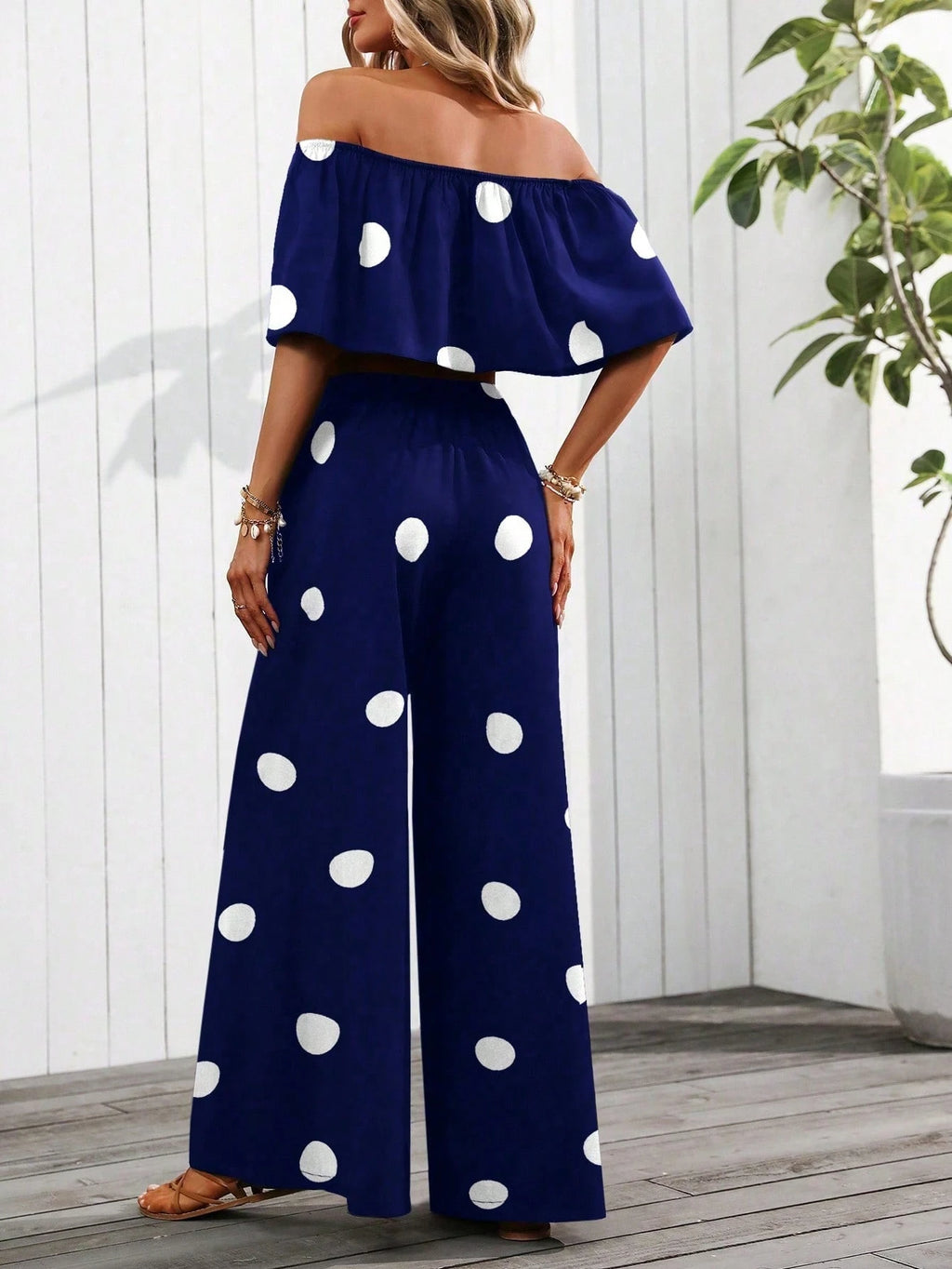 Off Shoulder Ruffle Pant Set