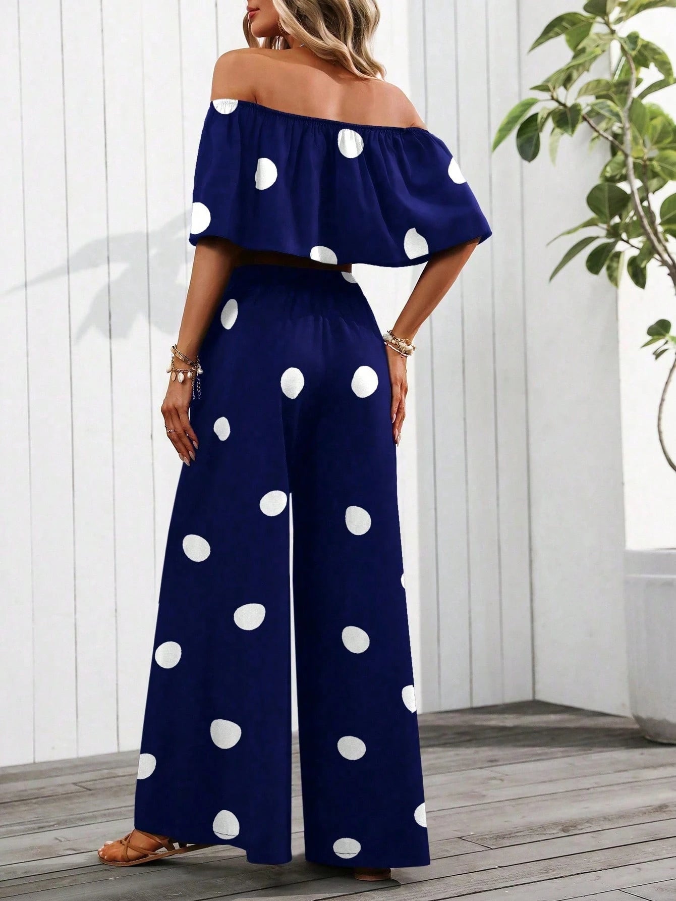 Off Shoulder Ruffle Pant Set
