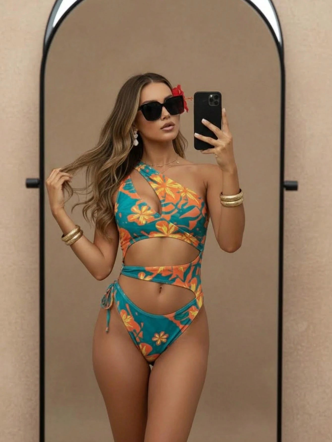 Solid Color One-Piece Sexy Swimsuit